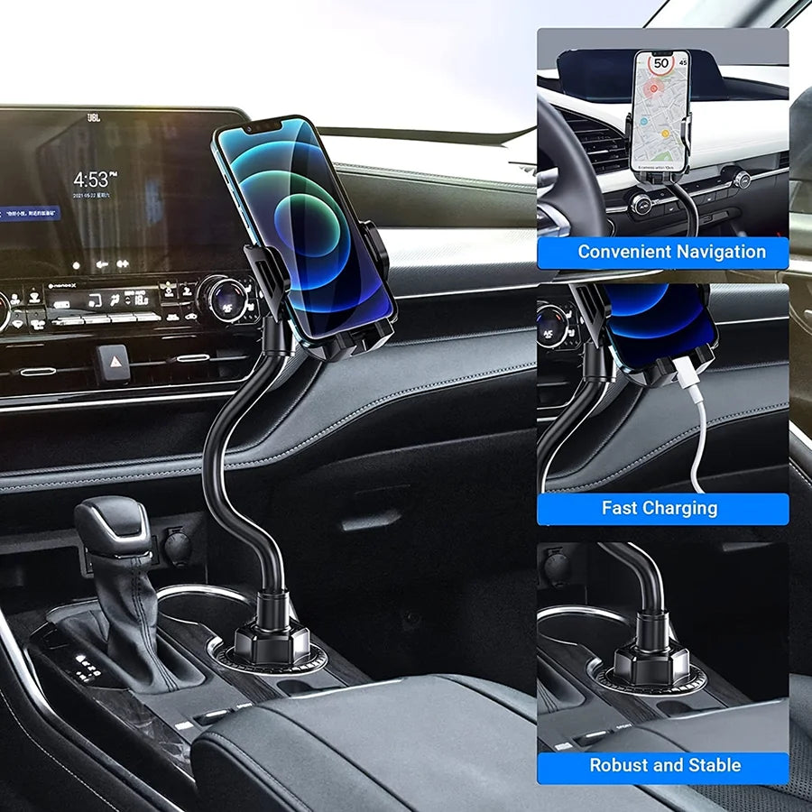 Universal Adjustable Car Cup Holder Stand for Phones Smartphone Holder 360° Rotation for Car interior Easy Accessories